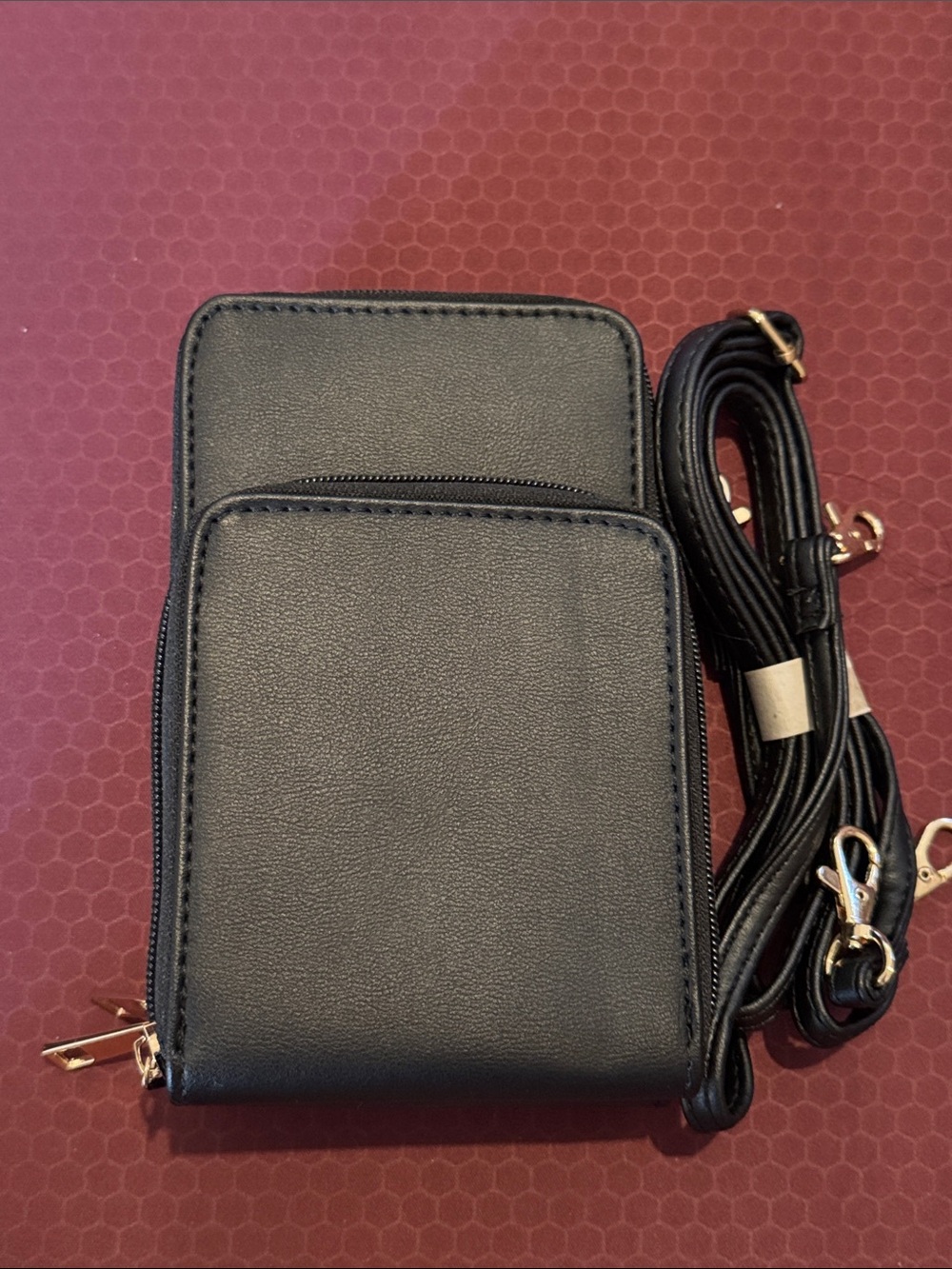 Compact Black Women's Crossbody Bag with Gold Hardware